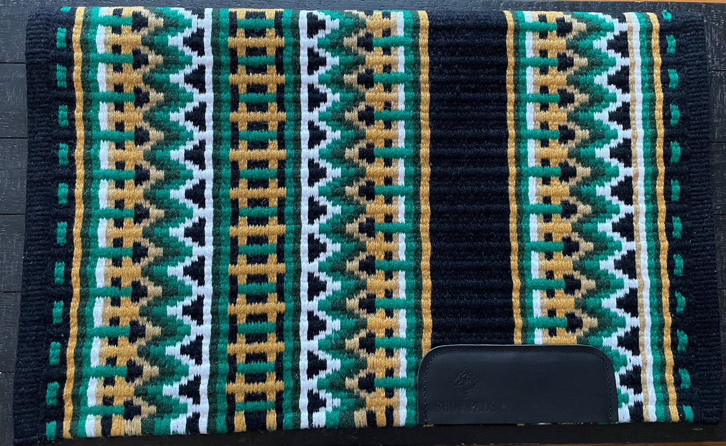 Show Pad 2032 - Black base with Hunter Green, Kelly Green, Gold, Buckskin and Sand Show Pad - Sparkling Cowgirl