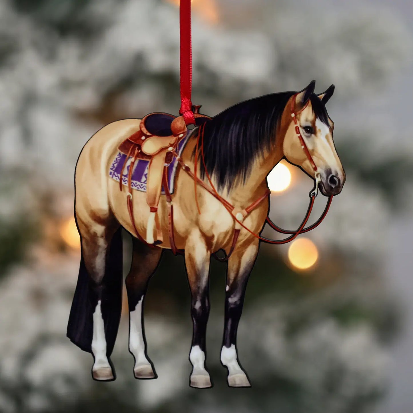 Buckskin Ranch Horse Christmas Tree Ornament - Sparkling Cowgirl