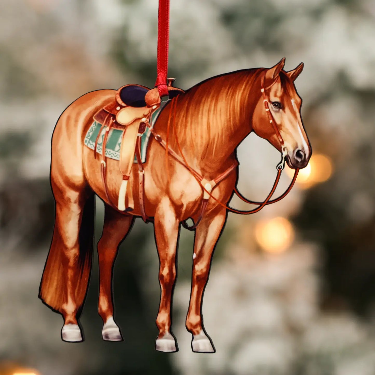 Chestnut Ranch Horse Christmas Tree Ornament - Sparkling Cowgirl
