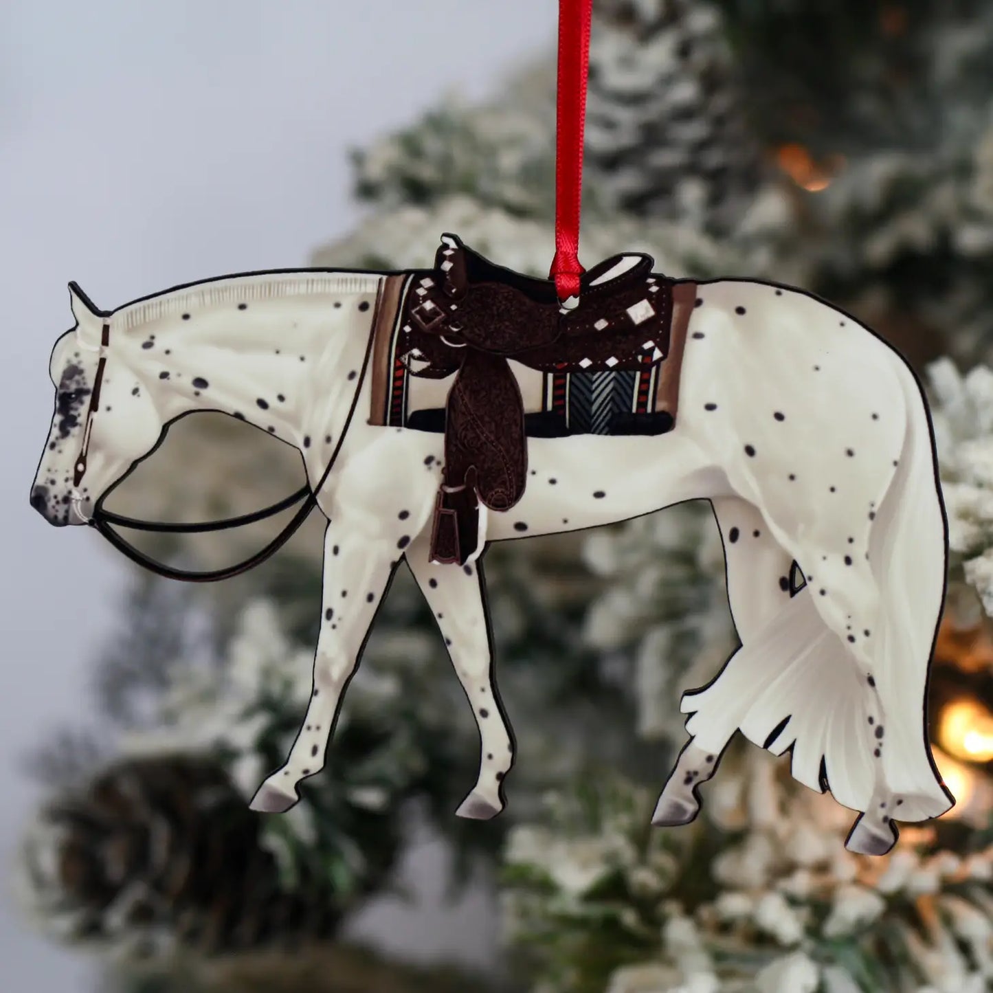 Leopard Appaloosa Western Pleasure Horse Christmas Tree Ornament - Sparkling Cowgirl