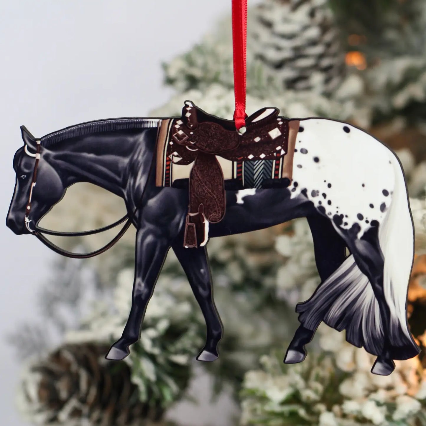 Black with Blanket Appaloosa Western Pleasure Christmas Tree Ornament - Sparkling Cowgirl
