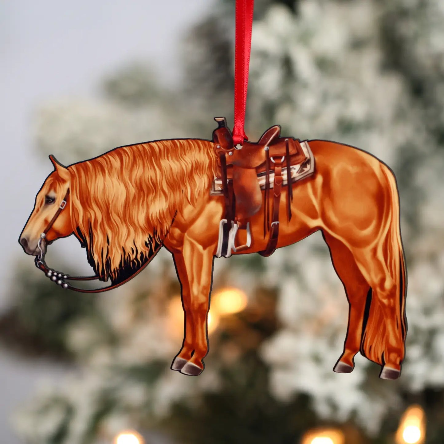 Chestnut Western Ranch Christmas Tree Ornament - Sparkling Cowgirl