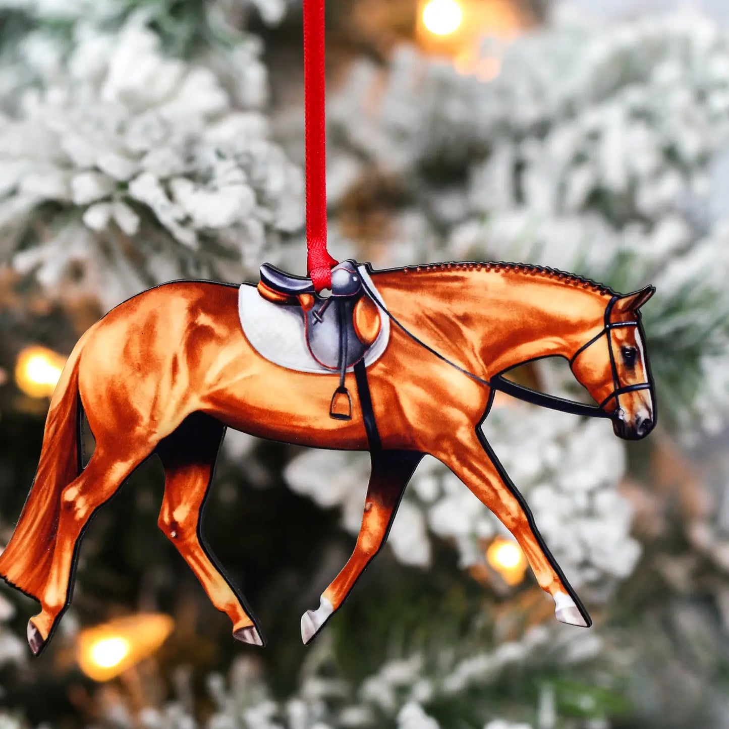 Chestnut HUS Pleasure Horse Christmas Tree Ornament - Sparkling Cowgirl