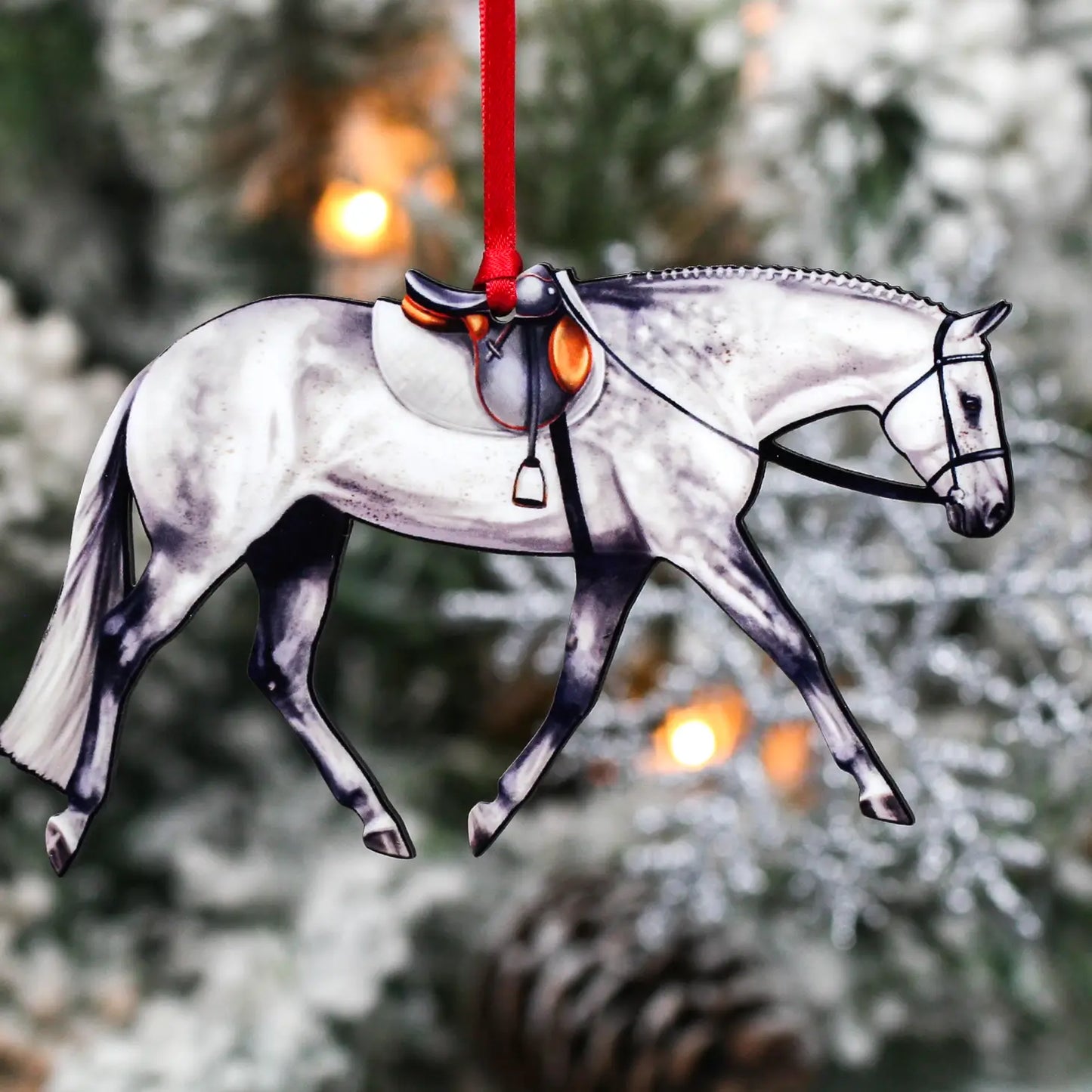 Gray HUS Pleasure Horse Christmas Tree Ornament - Sparkling Cowgirl