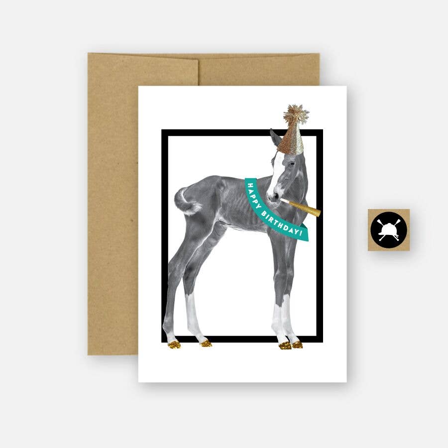 Happy Birthday Equestrian Horse Greeting Card - Sparkling Cowgirl