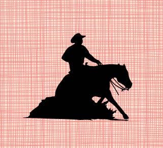 Reining Horse with Male Rider Vinyl Decal - Sparkling Cowgirl