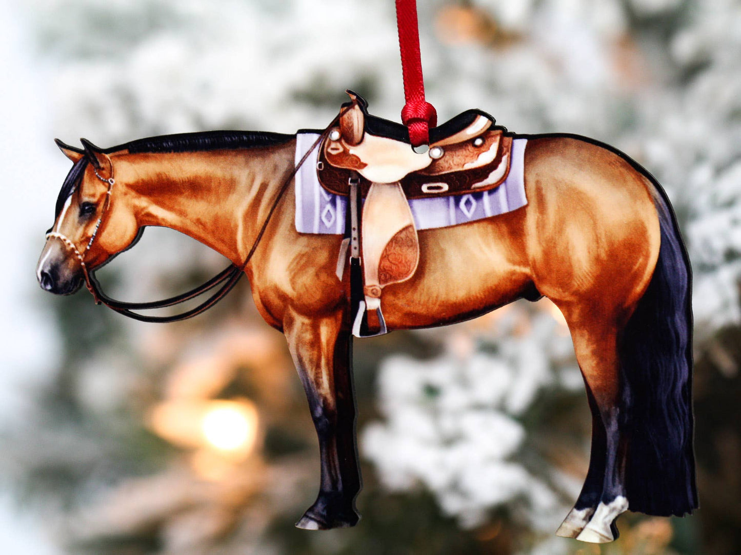 Bay Western Pleasure Horse Christmas Tree Ornament - Sparkling Cowgirl