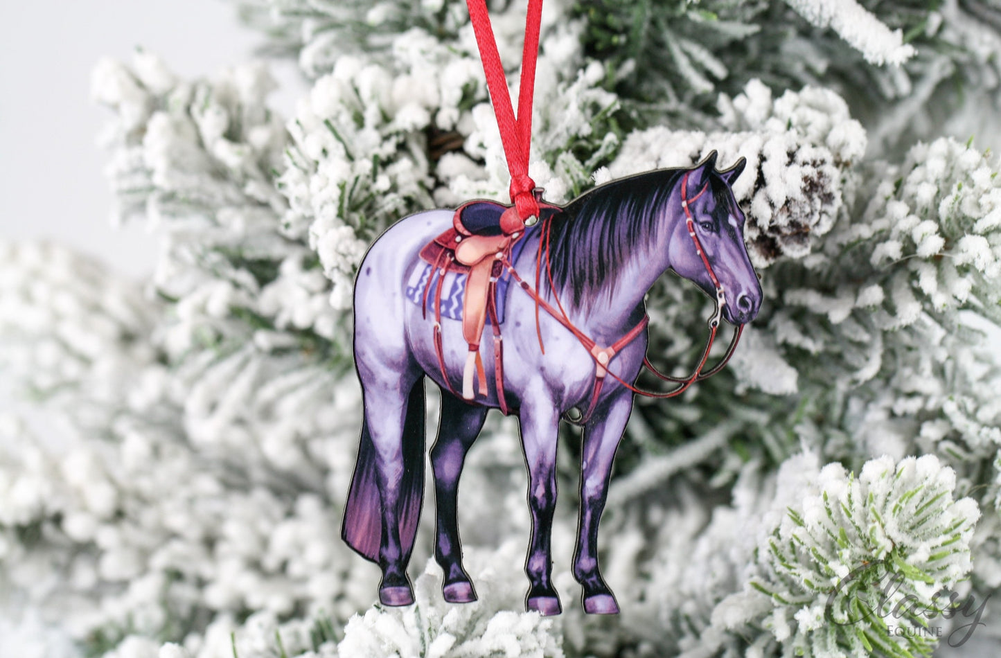 Blue Roan Ranch Horse Christmas Tree Ornament - Sparkling Cowgirl