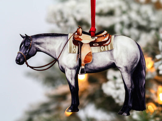 Blue Roan Western Pleasure Horse Christmas Tree Ornament