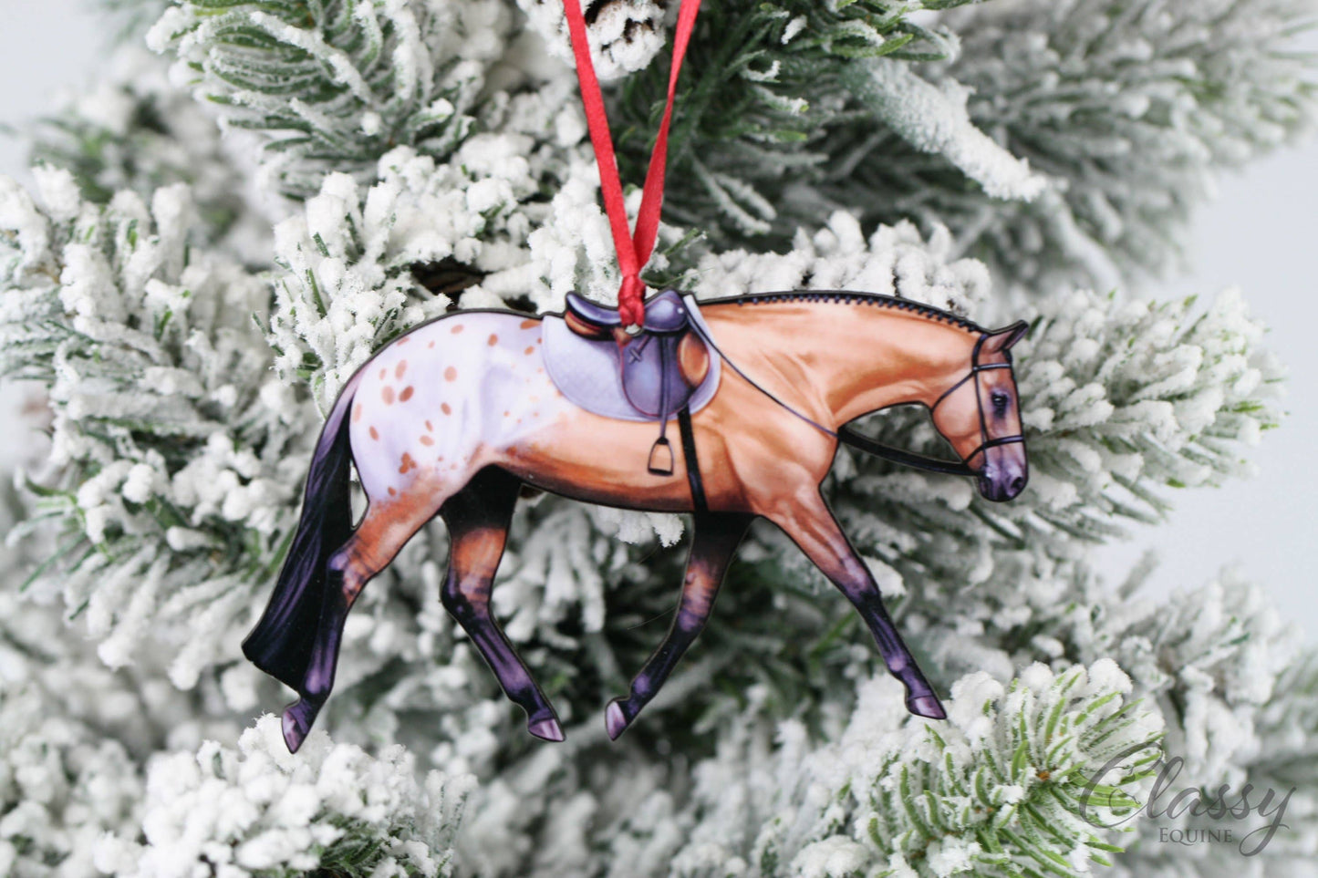 Buckskin Appaloosa Hunter Horse Christmas Tree Ornament - Sparkling Cowgirl