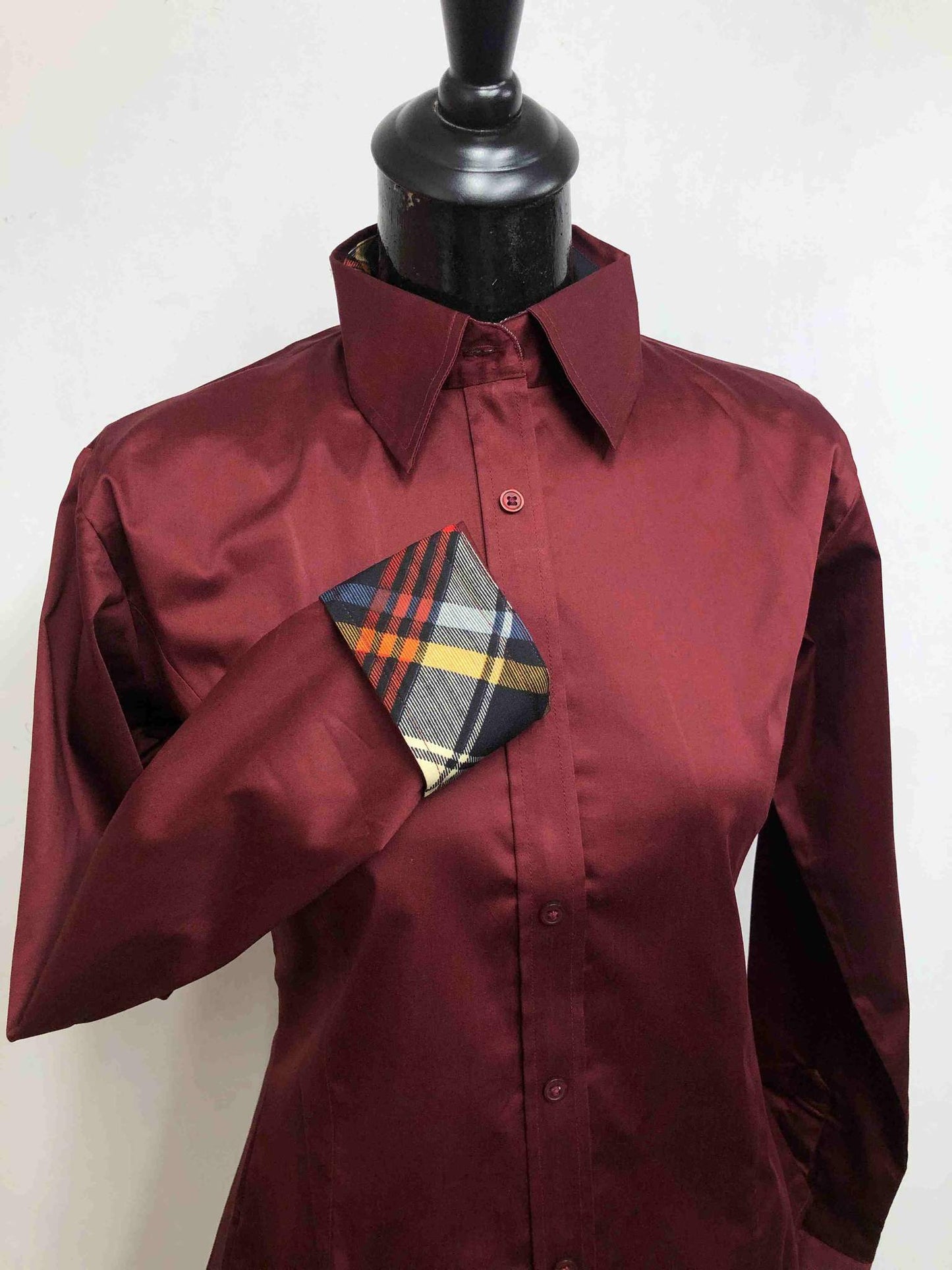Dark Burgundy Concealed Zipper Show Shirt - Sparkling Cowgirl