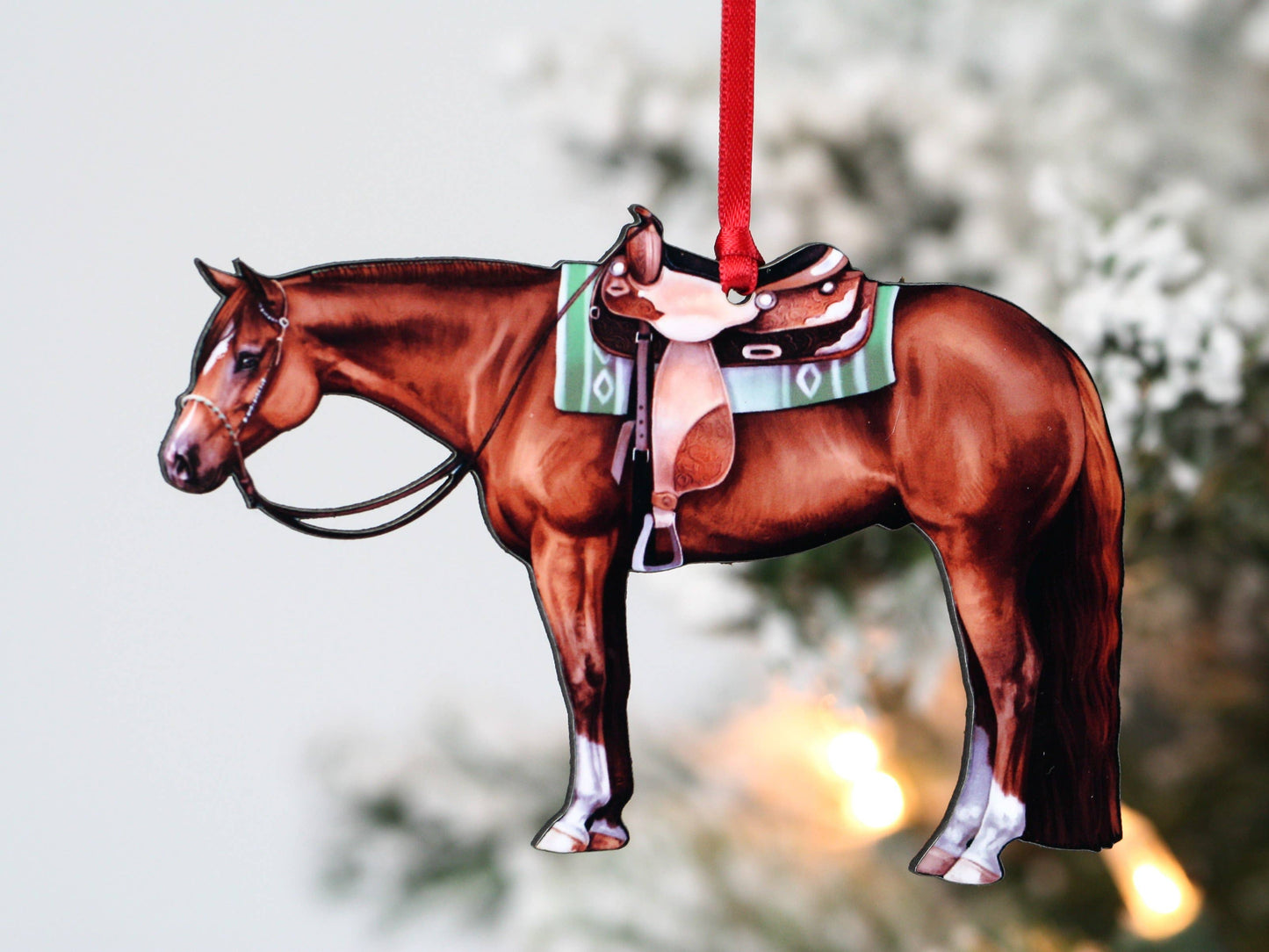 Chestnut Western Pleasure Horse Christmas Tree Ornament - Sparkling Cowgirl