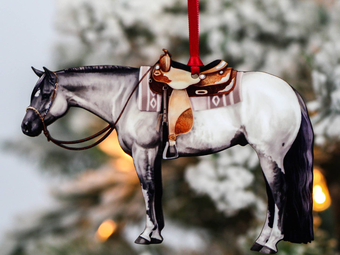 Grulla Western Pleasure Horse Christmas Tree Ornament - Sparkling Cowgirl