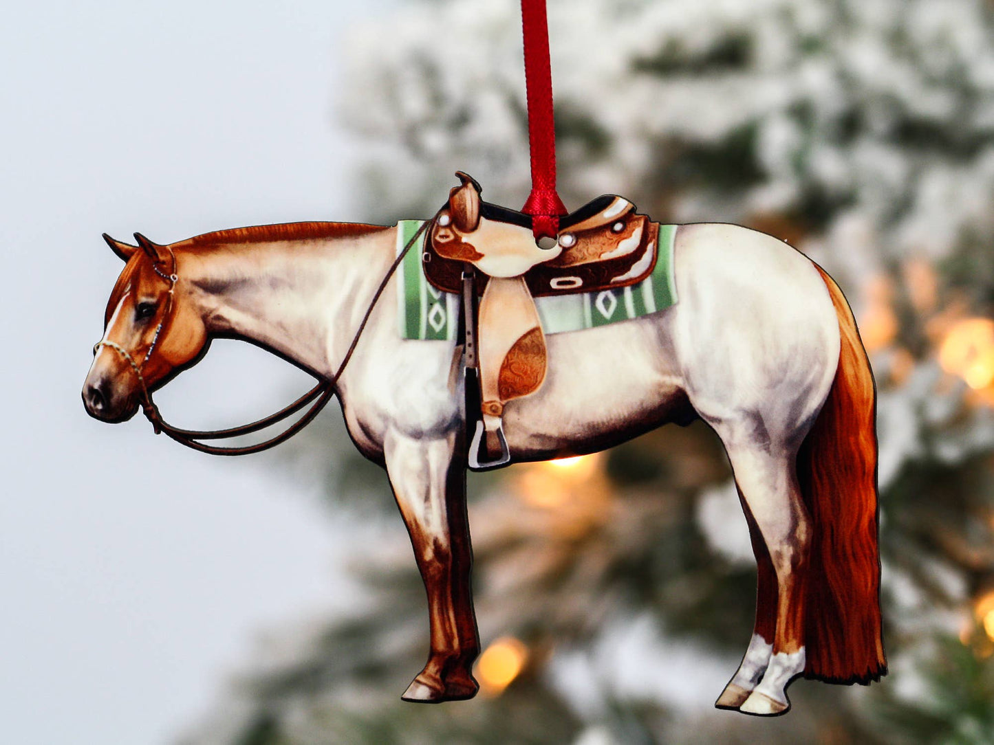 Red Roan Western Pleasure Horse Christmas Tree Ornament - Sparkling Cowgirl