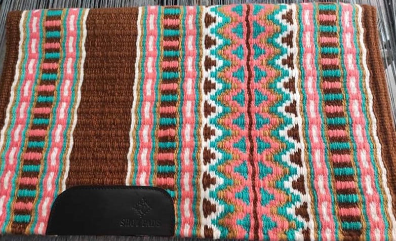 Show Pad 2029 - Chestnut base with Salmon, Tan, Teal, and White - Sparkling Cowgirl