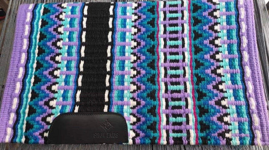 Elite Show Pad 2028- Lilac purple base with Aqua, Turquoise, Royal, Burgundy, Black and White - Sparkling Cowgirl