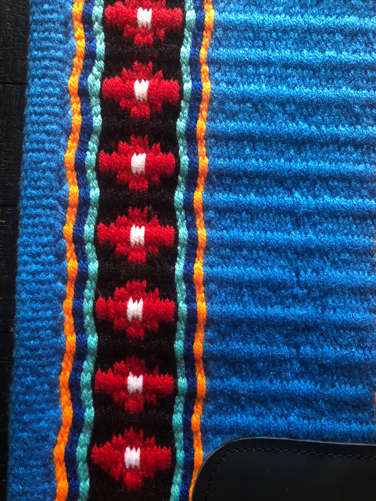 Elite Show Pad 2036 - Denim Blue base with Royal, Red, Orange, Aqua, Black and White - Sparkling Cowgirl