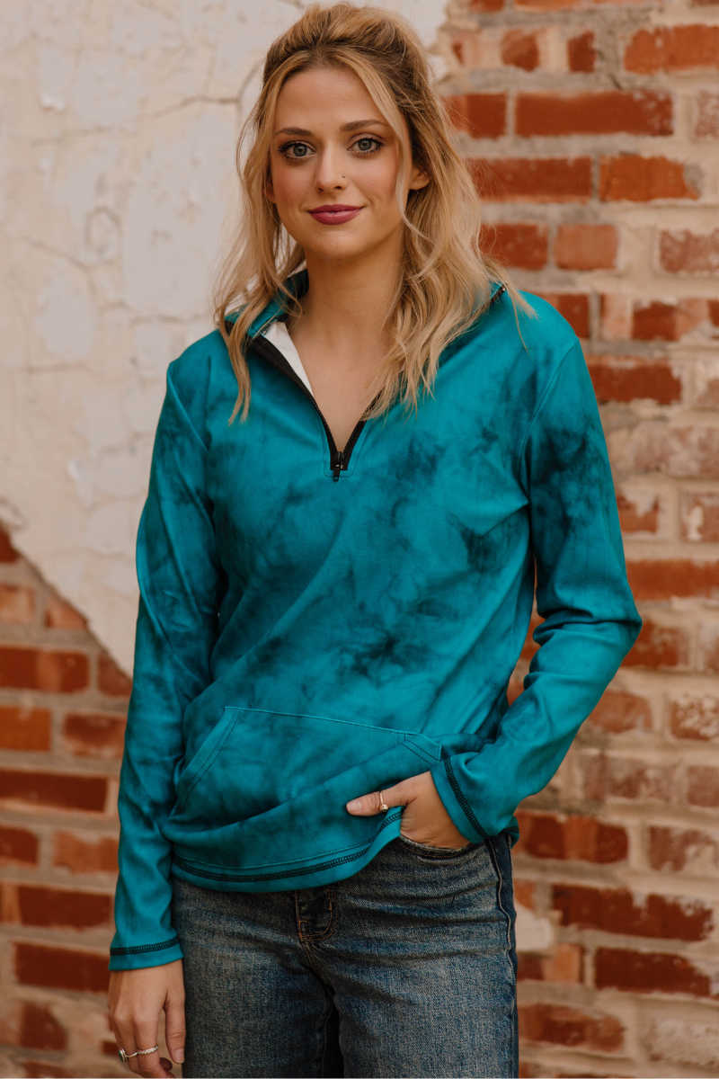Turquoise Faded Pullover