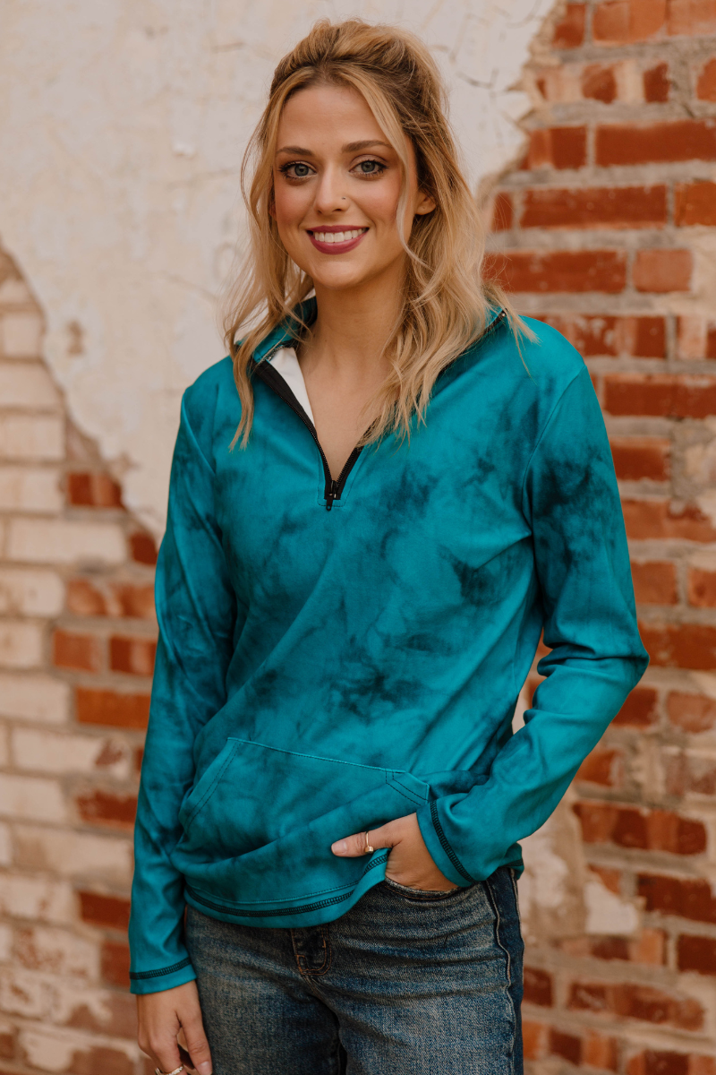 Turquoise Faded Pullover