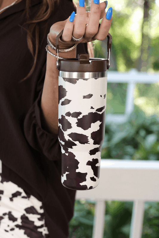 Cowhide print tumbler