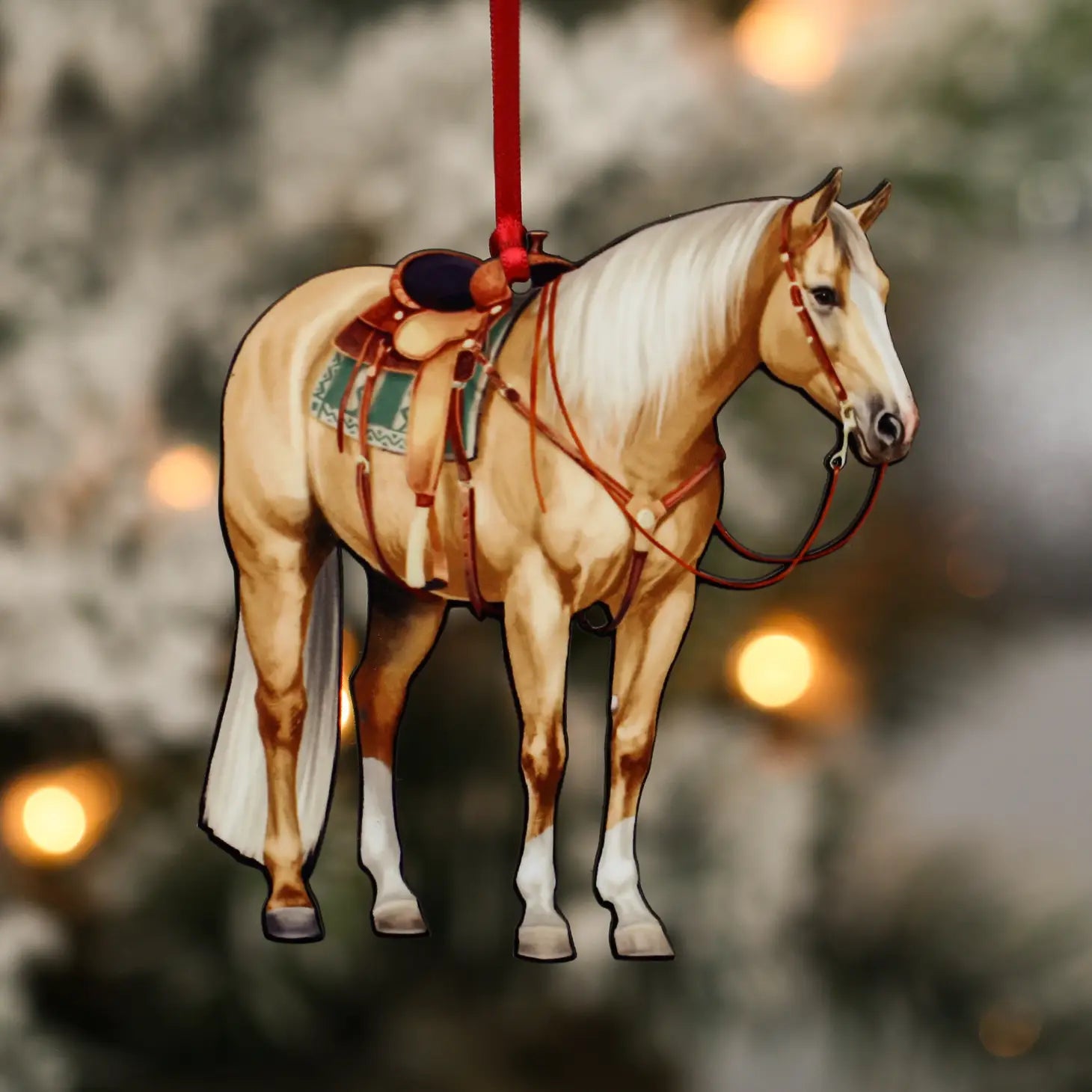 Palomino Ranch Horse Christmas Tree Ornament - Sparkling Cowgirl