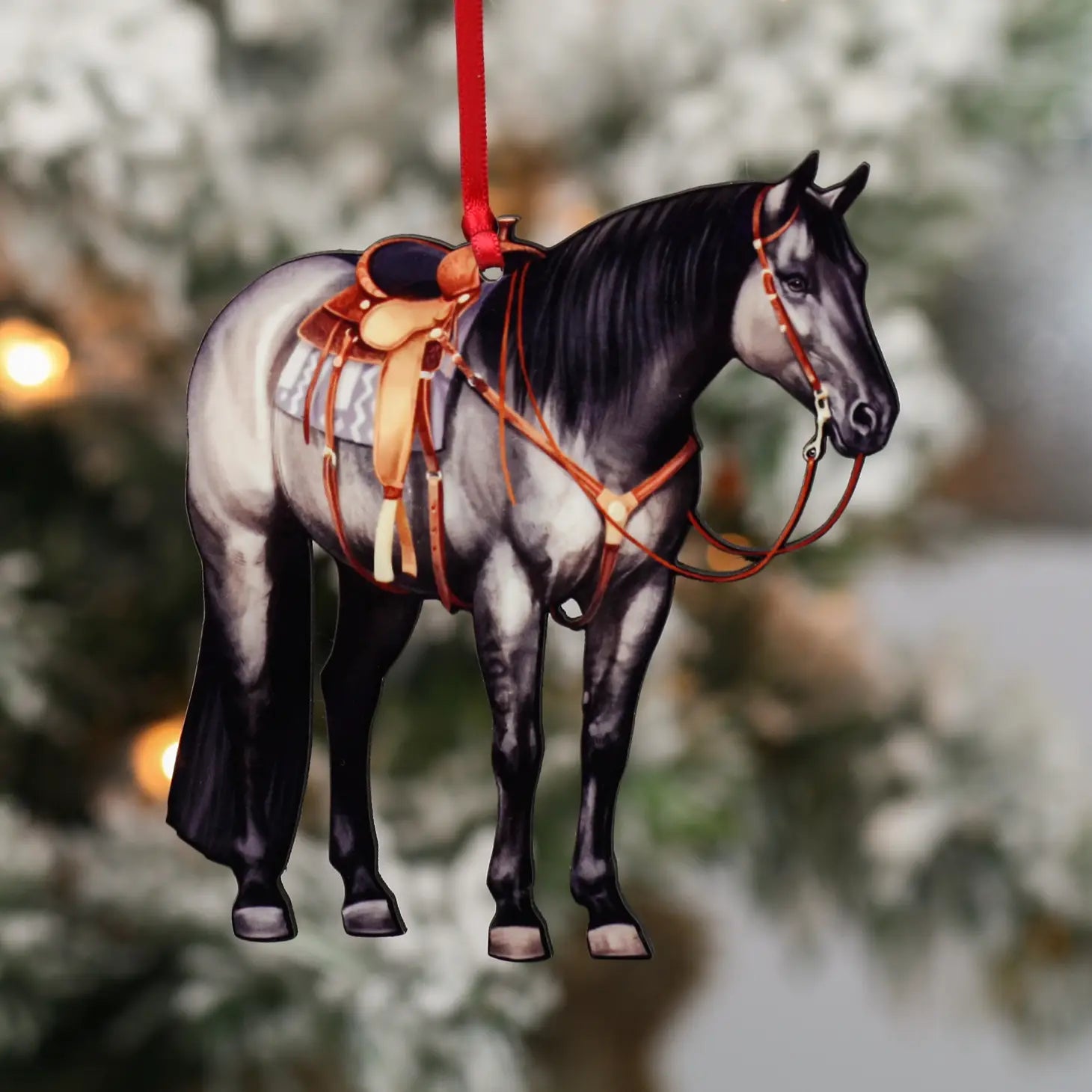 Grulla Ranch Horse Christmas Tree Ornament - Sparkling Cowgirl