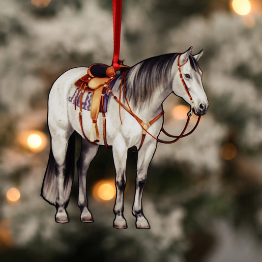 Gray Ranch Horse Christmas Tree Ornament