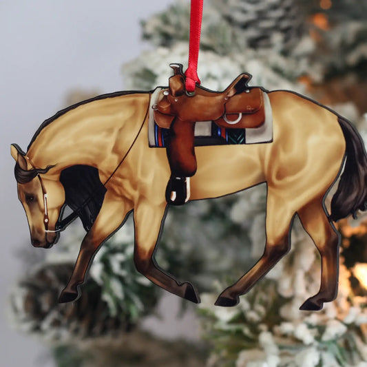 Buckskin Reining Horse Christmas Tree Ornament