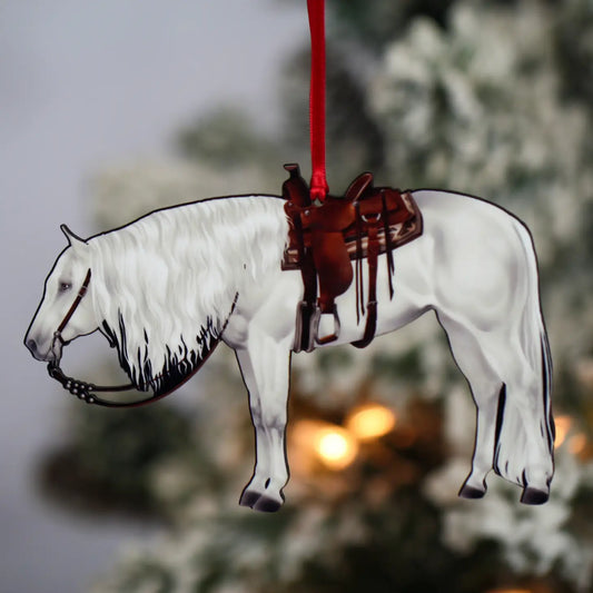 Gray Ranch Pleasure Horse Christmas Tree Ornament