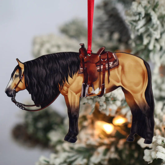 Buckskin Overo Western Ranch Pleasure Horse Christmas Tree Ornament