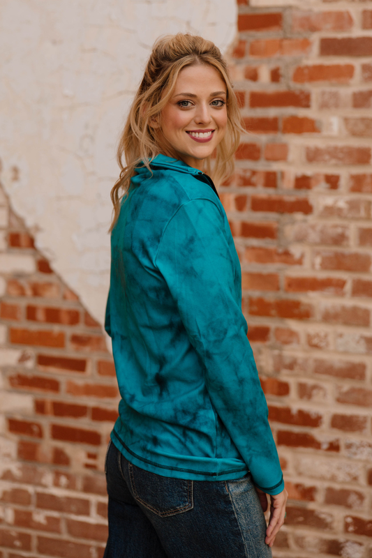 Turquoise Faded Pullover - Sparkling Cowgirl