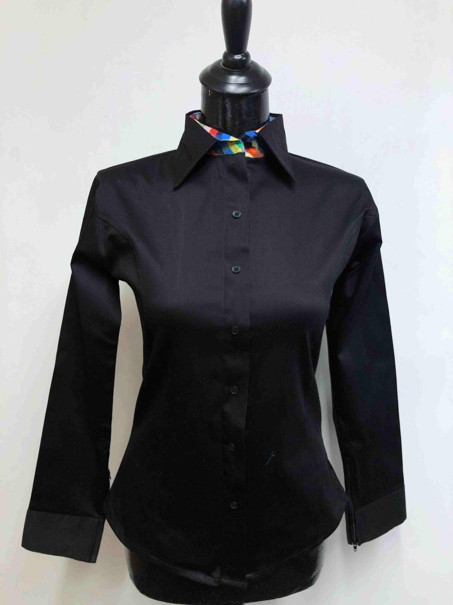 Black Concealed Zipper Show Shirt - Sparkling Cowgirl