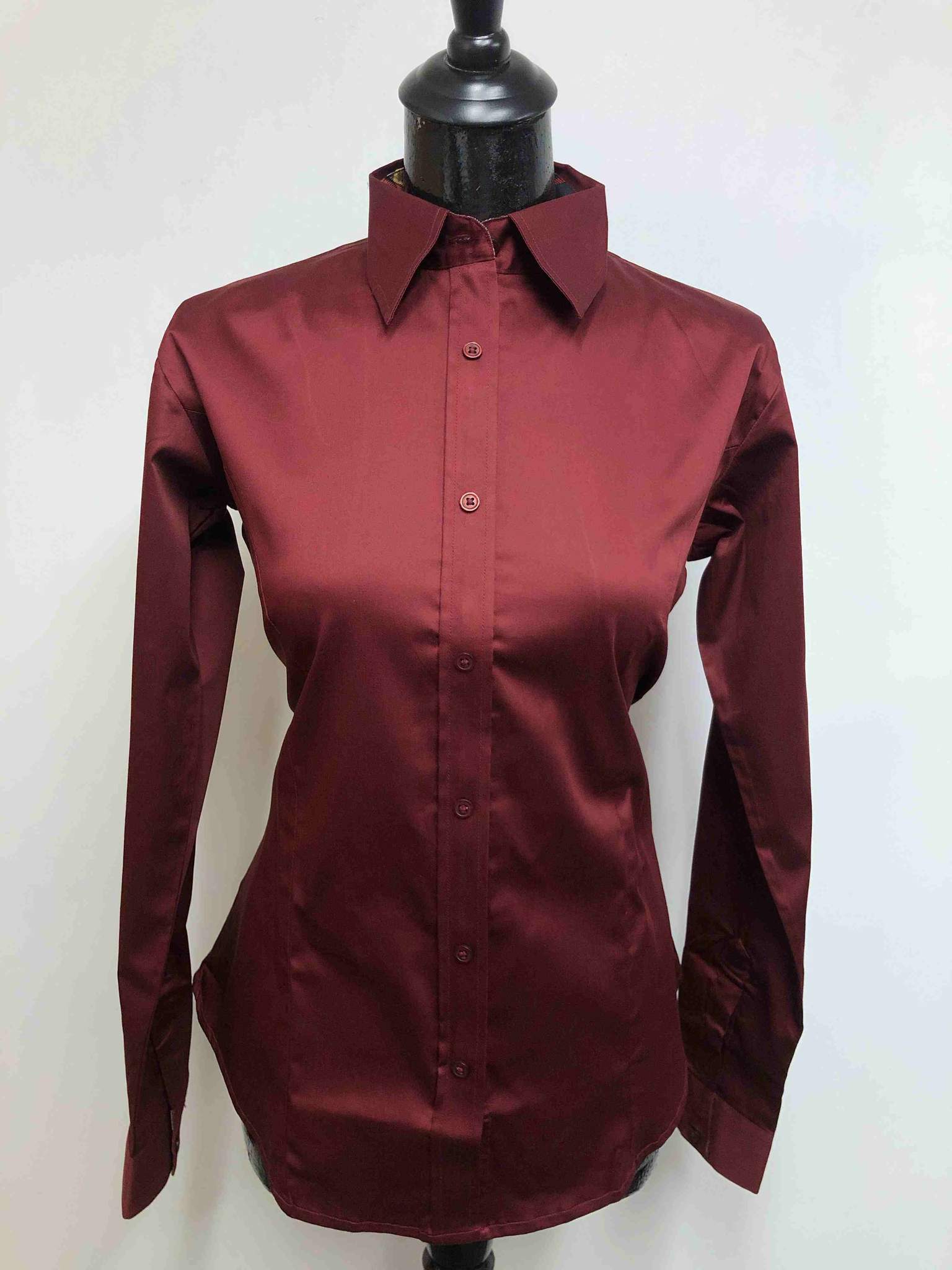 Dark Burgundy Concealed Zipper Show Shirt - Sparkling Cowgirl