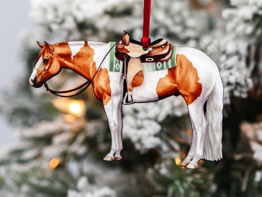 Chestnut Tobiano Western Pleasure Horse Christmas Tree Ornament