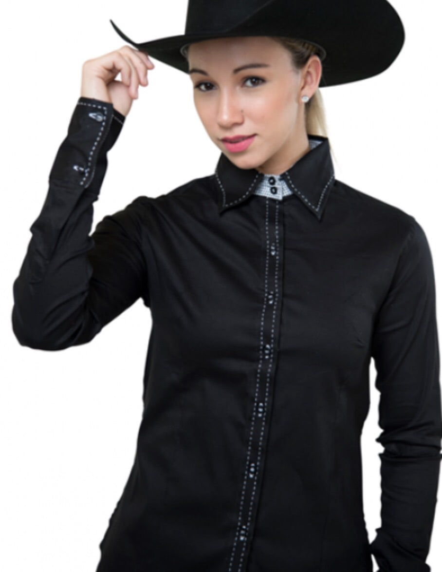 Buck Stitch Show Shirt - Black - Sparkling Cowgirl