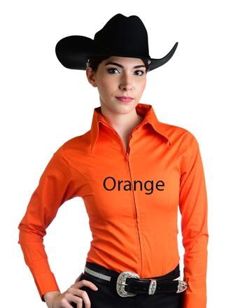 Orange Fitted Zip Front Show Shirt - Sparkling Cowgirl