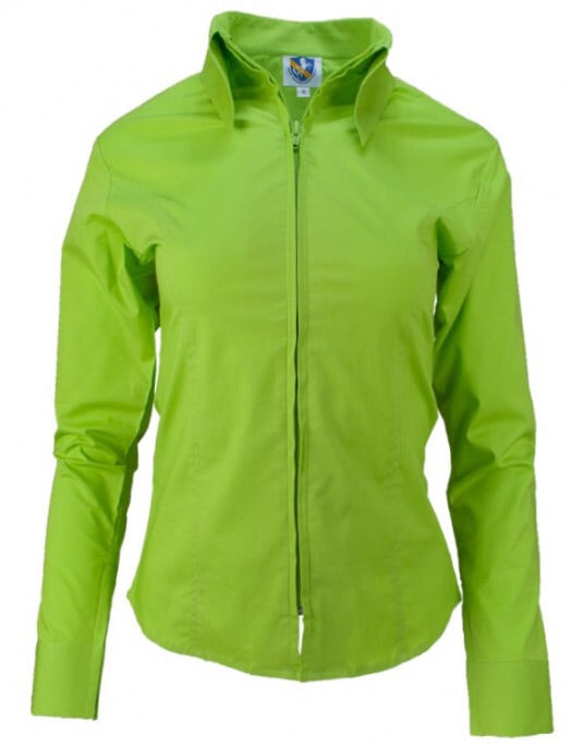 Lime Green Fitted Zip Front Show Shirt - Sparkling Cowgirl