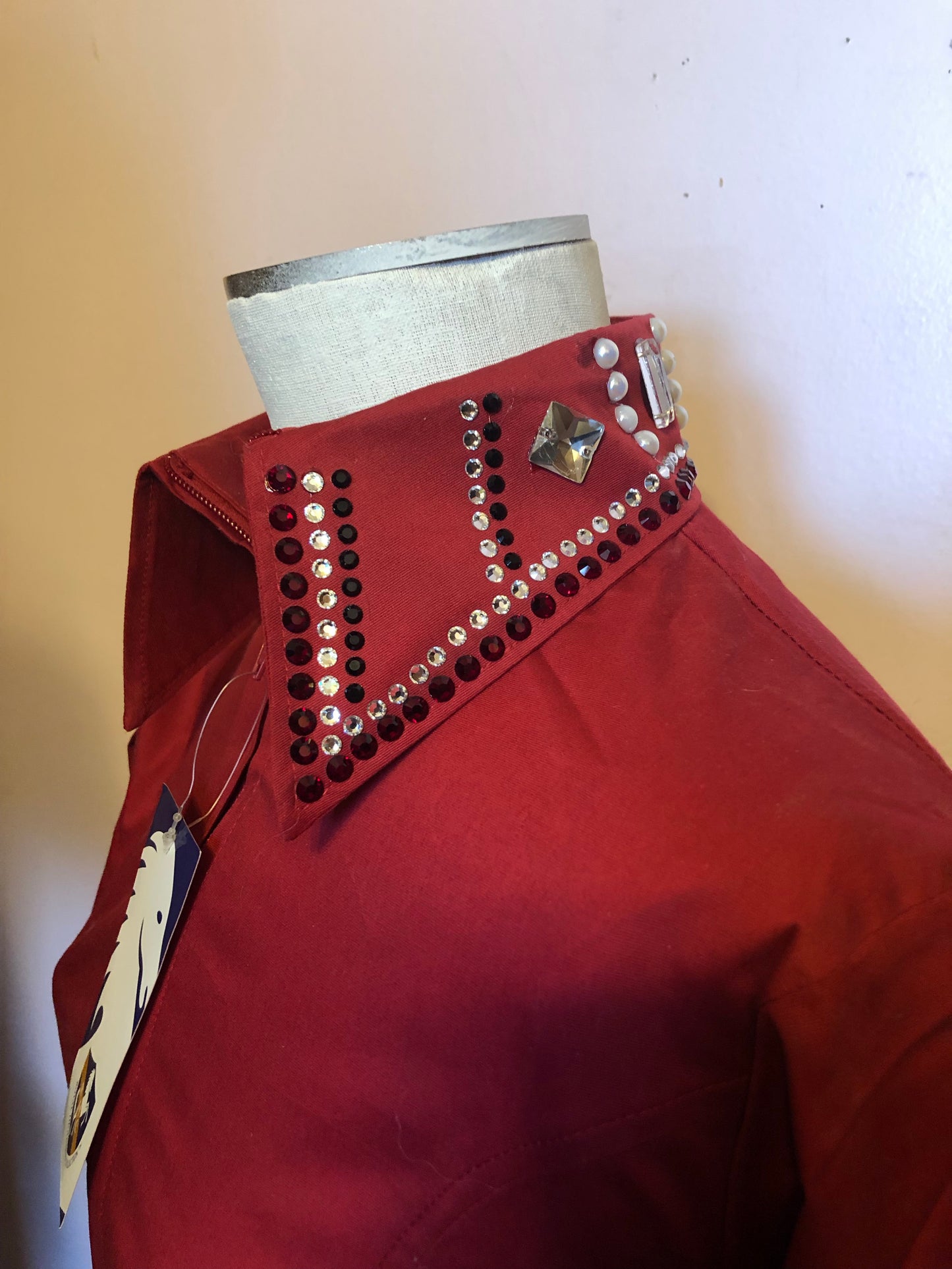Blinged Collar Burgundy Show Shirt - Sparkling Cowgirl