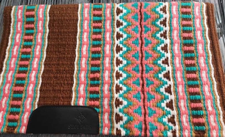 Show Pad 2029 - Chestnut base with Salmon, Tan, Teal, and White
