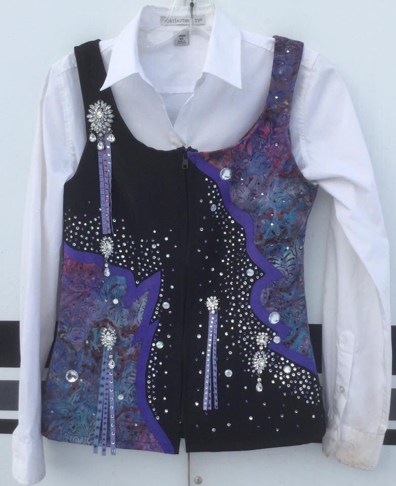 Custom Black and Purple Show Vest - Sparkling Cowgirl