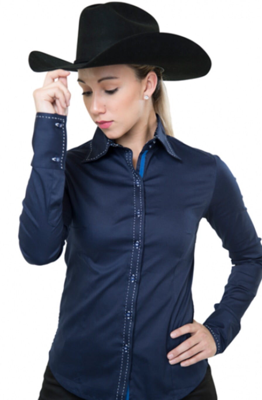 Buck Stitch Show Shirt - Navy - Sparkling Cowgirl