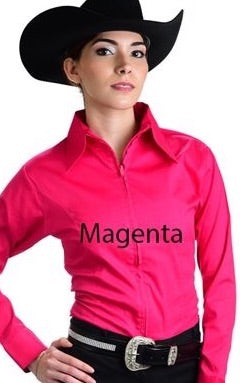 Magenta Fitted Zip Front Show Shirt - Sparkling Cowgirl