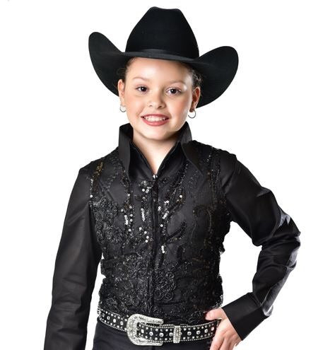 Girls Lace Sequin Show Vest - Sparkling Cowgirl