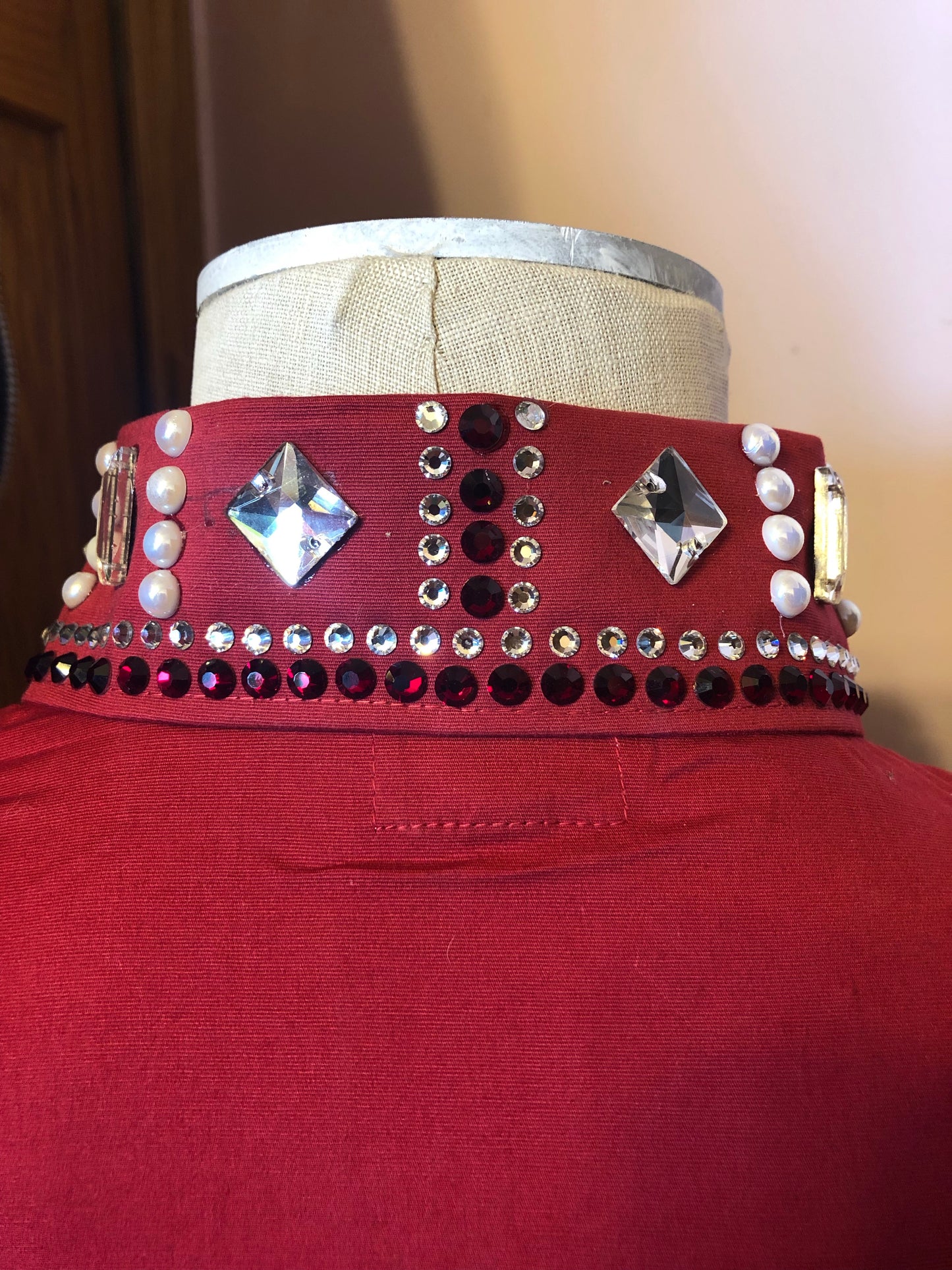 Blinged Collar Burgundy Show Shirt - Sparkling Cowgirl