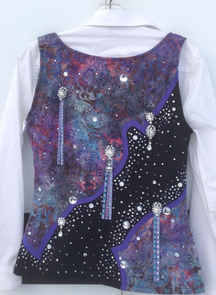 Custom Black and Purple Show Vest - Sparkling Cowgirl