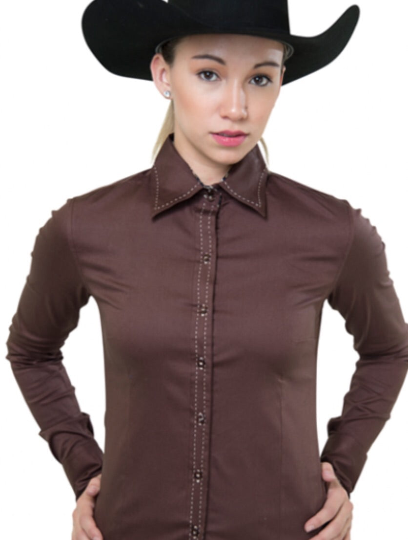 Buck Stitch Show Shirt - Chocolate - Sparkling Cowgirl