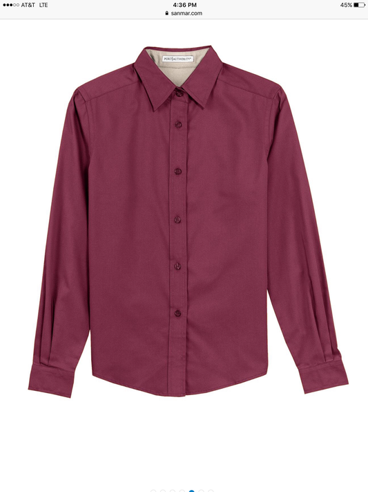 Button Up Shirt - Burgundy - Sparkling Cowgirl