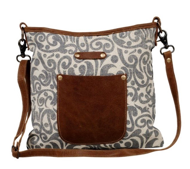 Myra Bag Grey Flourish Shoulder Bag S-2623 - Sparkling Cowgirl